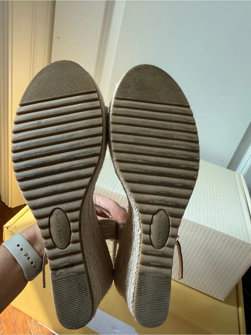 Anne Klein Wylie wedge sandals | Cream | Size 8.5